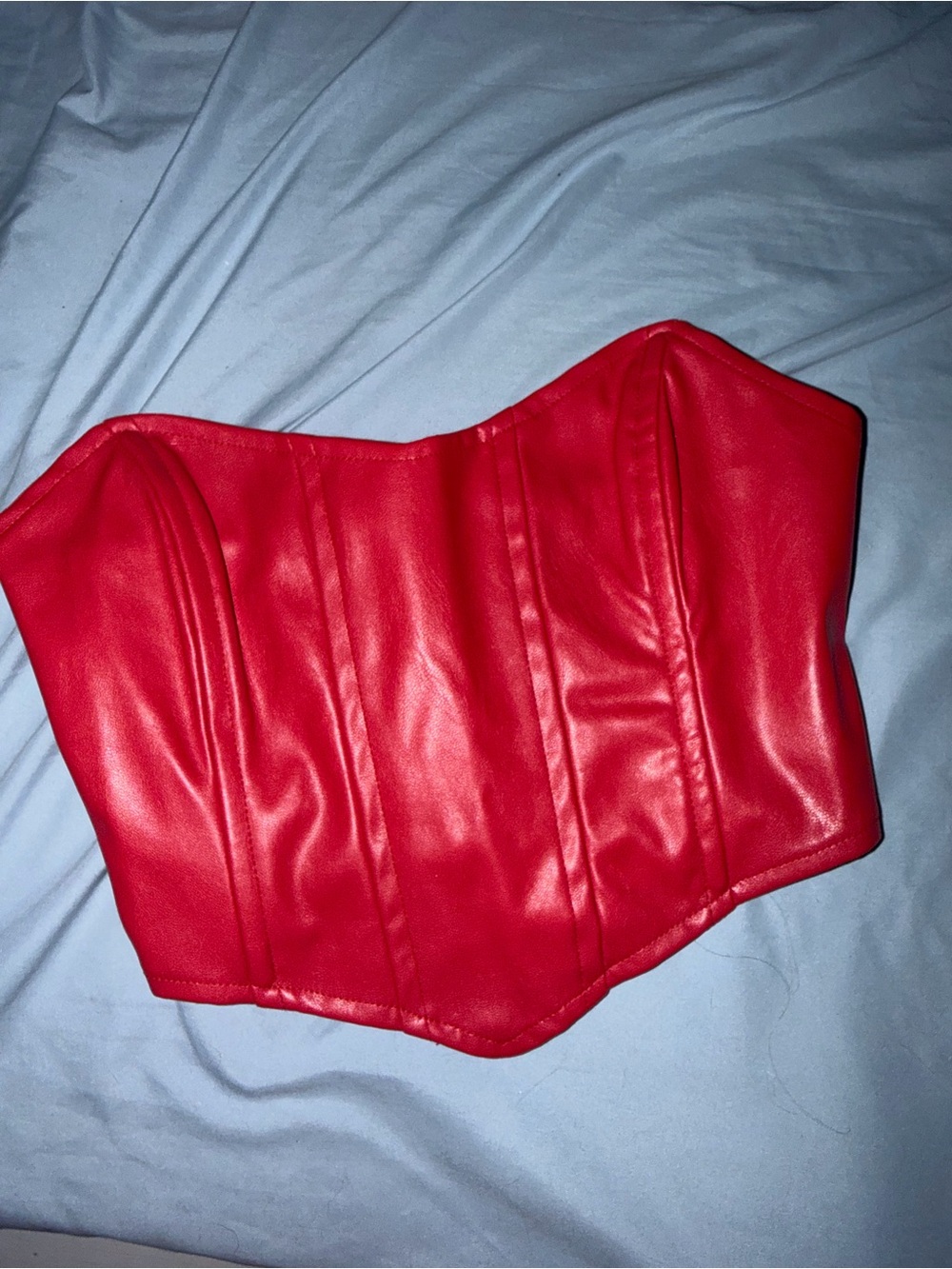 Princess Polly Red Faux Leather Corset Top